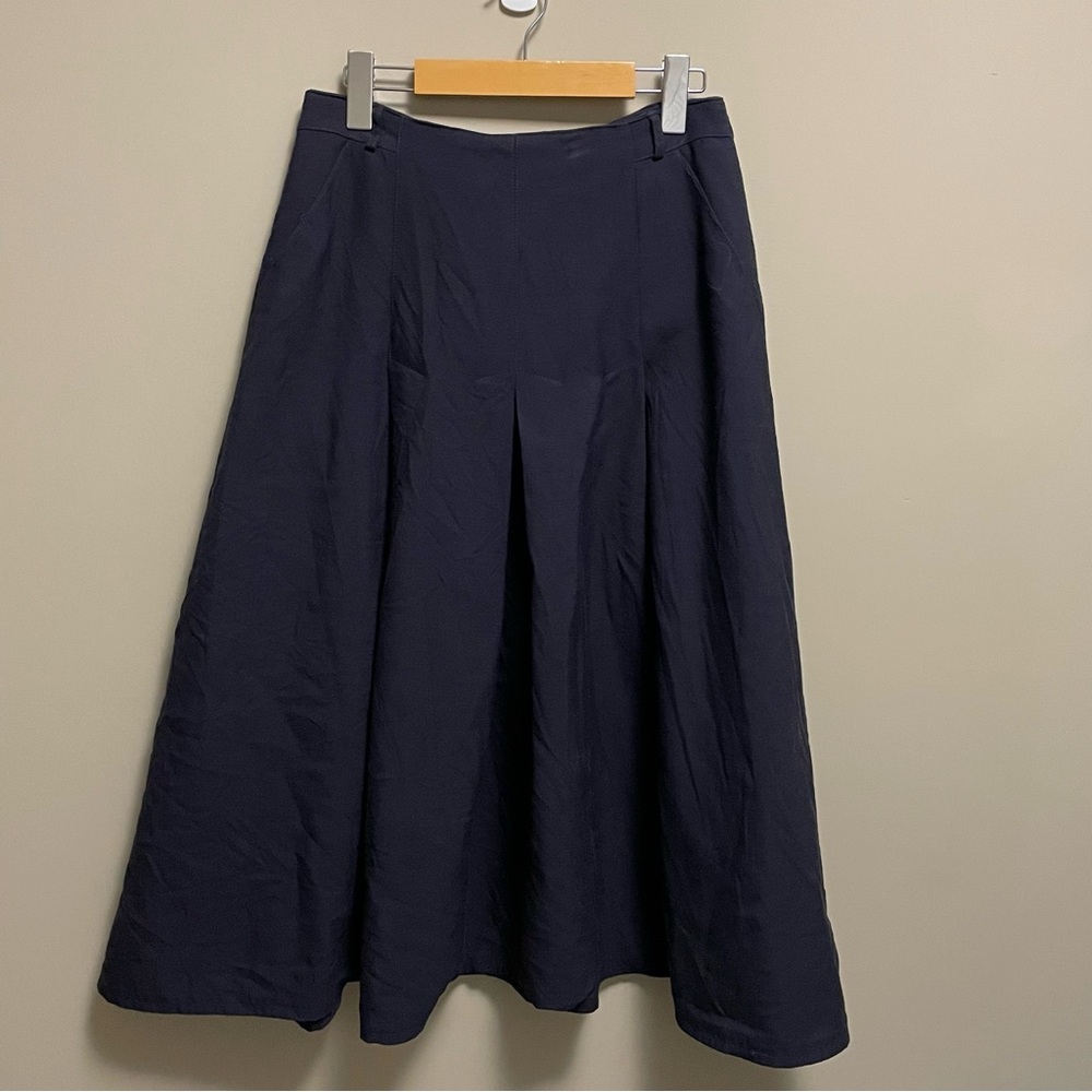 London Fog Deep Navy A-Line Full Skirt